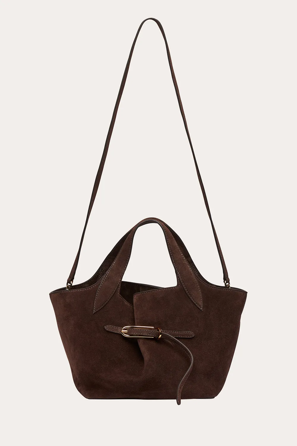 Belted Tote Mini Dark Brown Suede sold by Little Liffner product image thumbnail 5