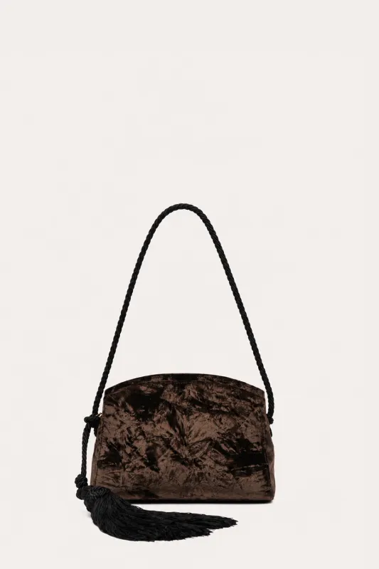 Tassel Clutch Brown Velvet made by Liffner