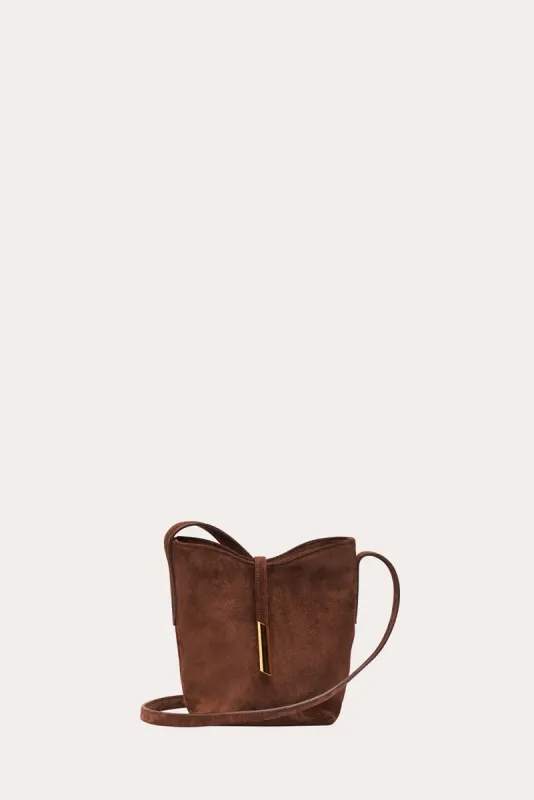 Penne Mini Bucket Dark Brown Suede sold by Little Liffner