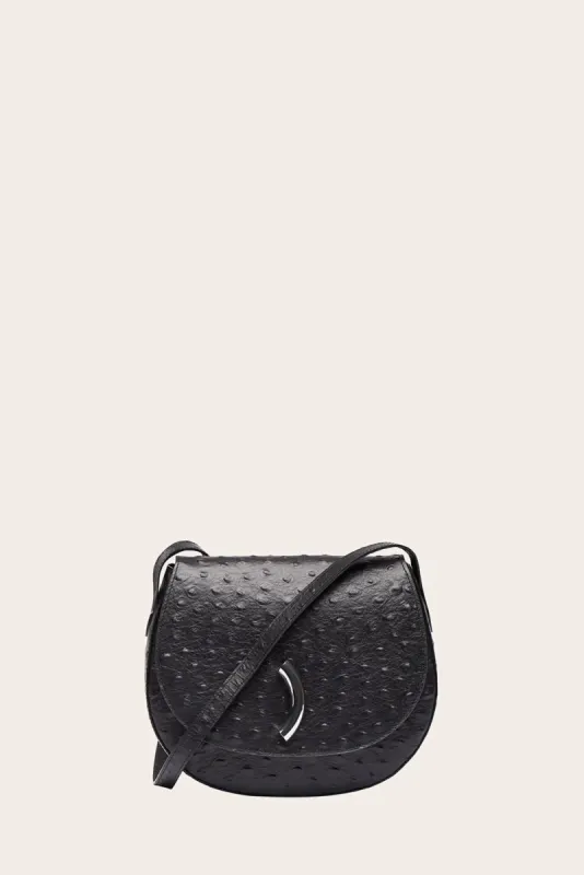 Maccheroni Saddle Bag Ostrich Embossed Black - 30% off sold by Little Liffner