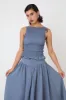 The Deba Top, Denim Blue sold by Peachy Den
