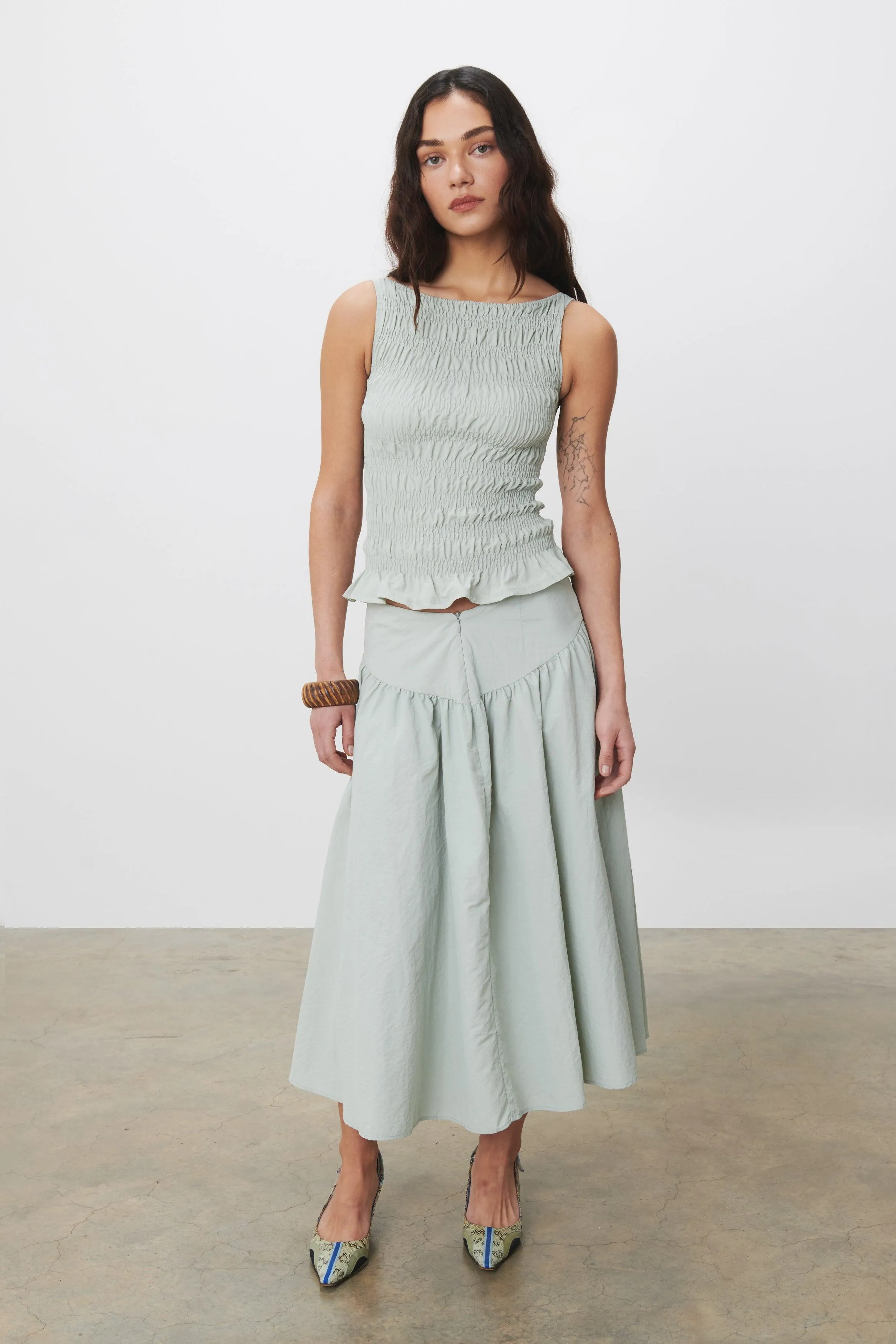 The Deba Midi Skirt, Oyster sold by Peachy Den product image thumbnail 5