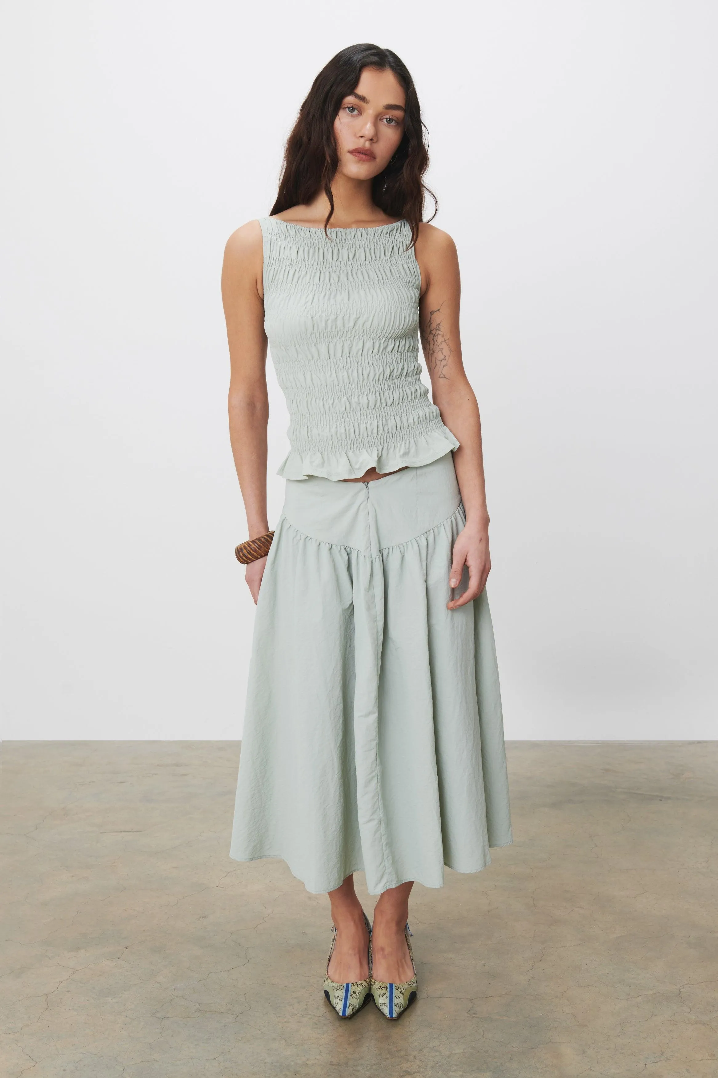 The Deba Midi Skirt, Oyster | Parallel