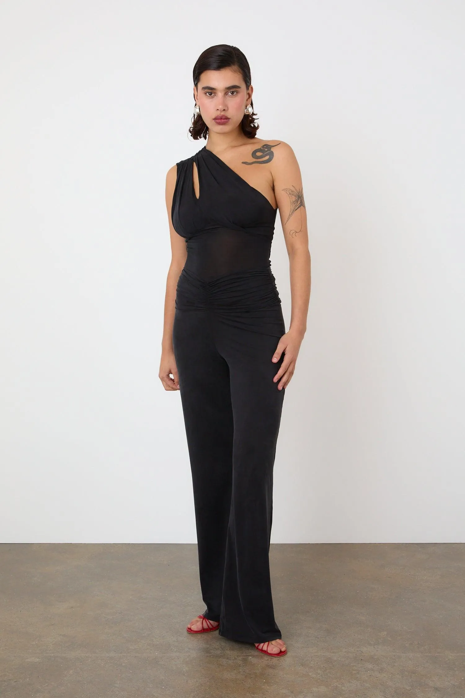 The Kylie Asymmetric Top, Graphite sold by Peachy Den