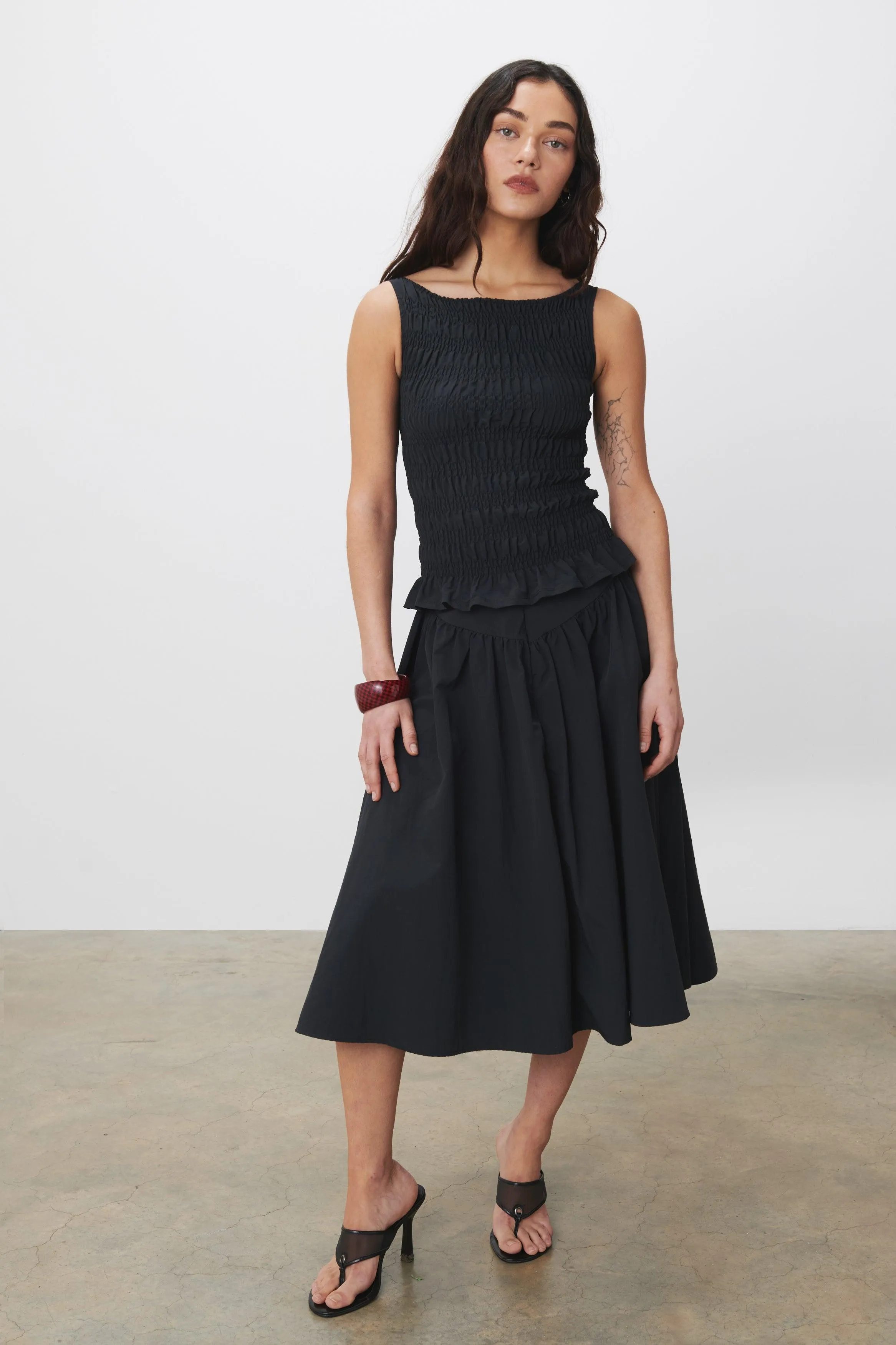 The Deba Midi Skirt, Black sold by Peachy Den