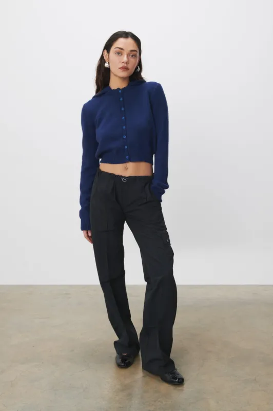 The Bellatrix Hooded Cardigan, Navy sold by Peachy Den