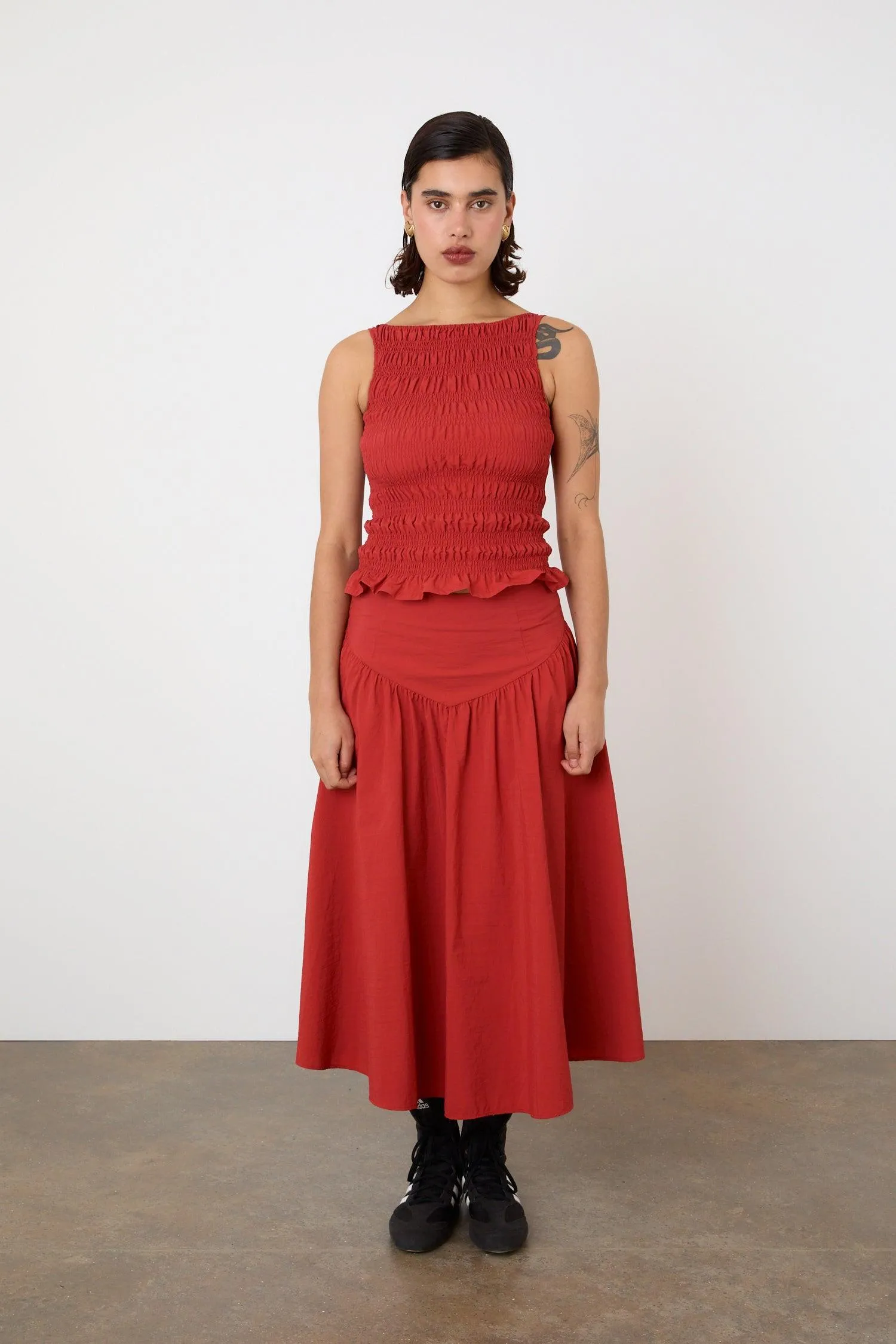 The Deba Midi Skirt, Tomato sold by Peachy Den