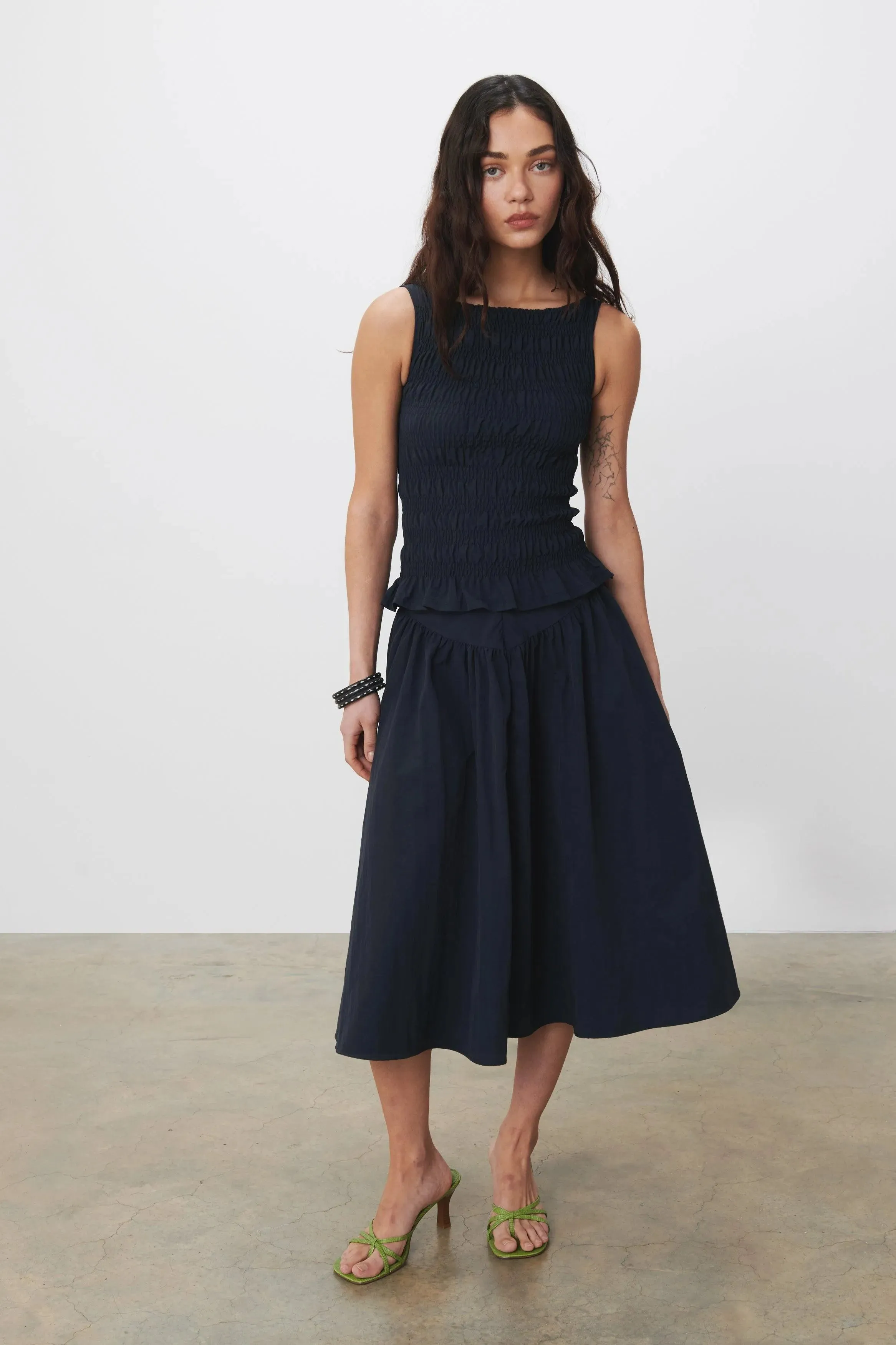 The Deba Midi Skirt, Deep Blue sold by Peachy Den