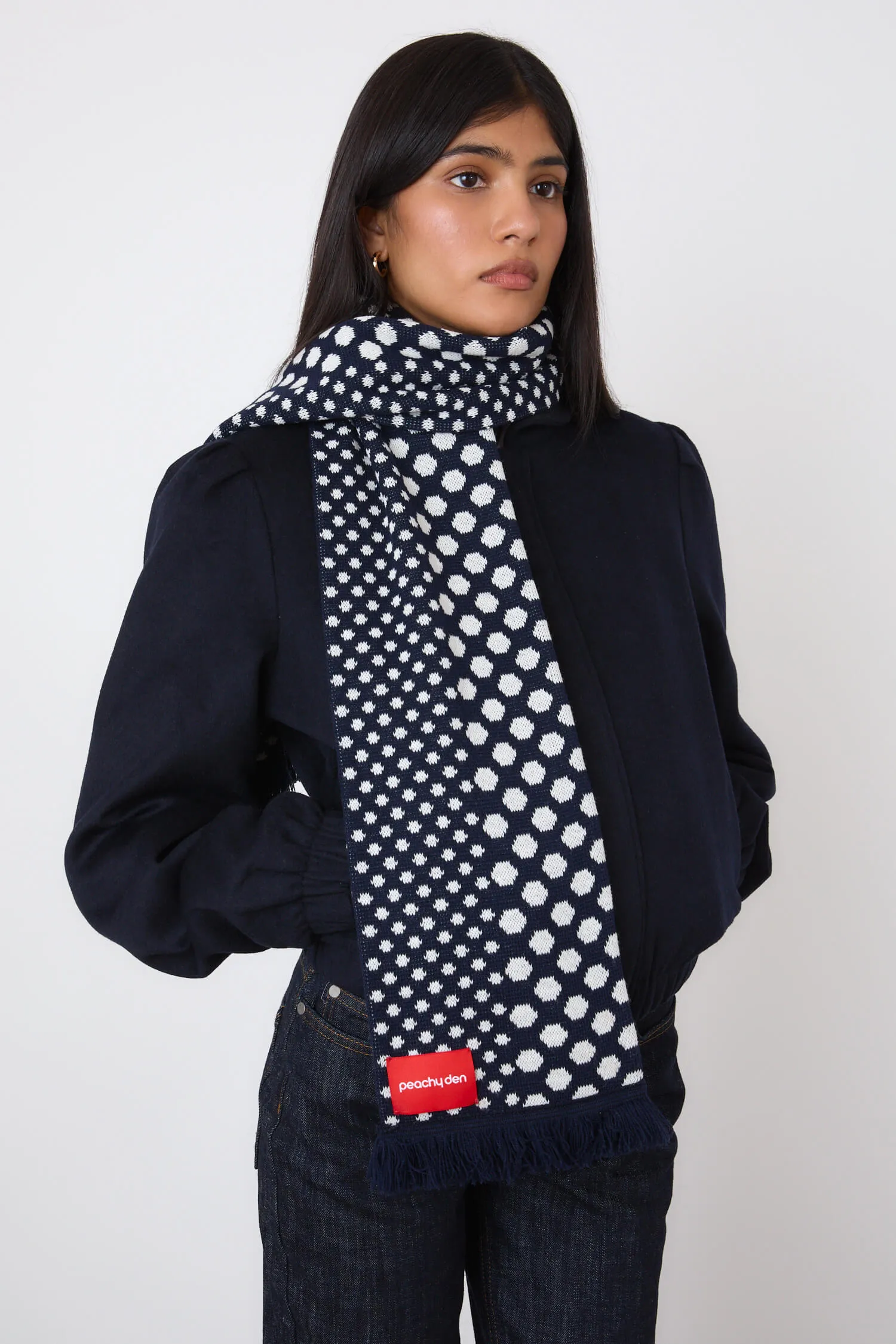 The Maggie Scarf, Midnight/ White sold by Peachy Den product image thumbnail 5