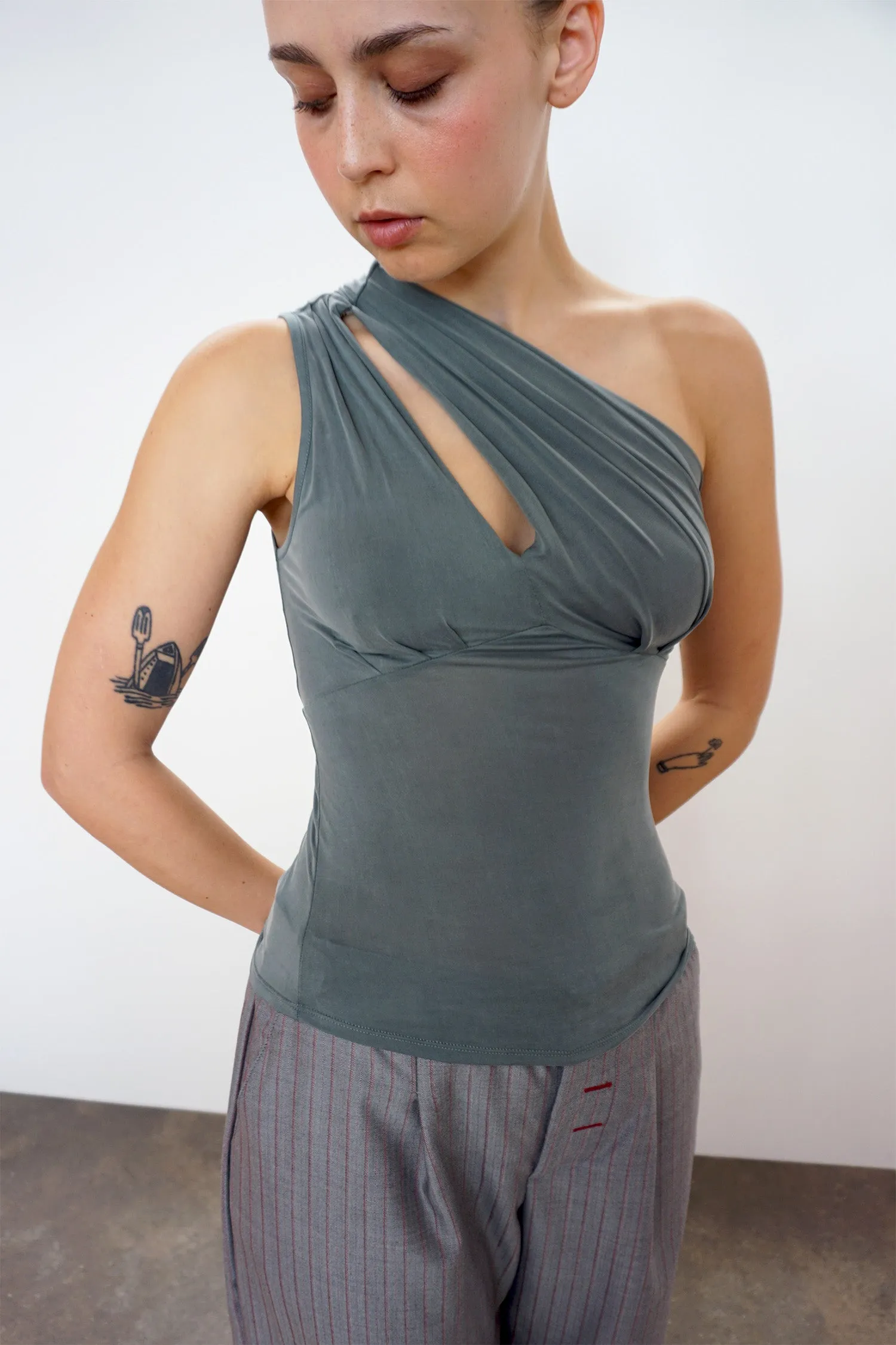 Kylie Asymmetric Top, Sea Salt sold by Peachy Den product image thumbnail 3