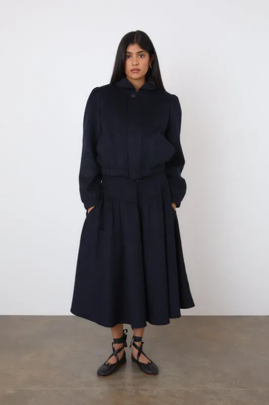 The Deba Wool Skirt, Midnight sold by Peachy Den