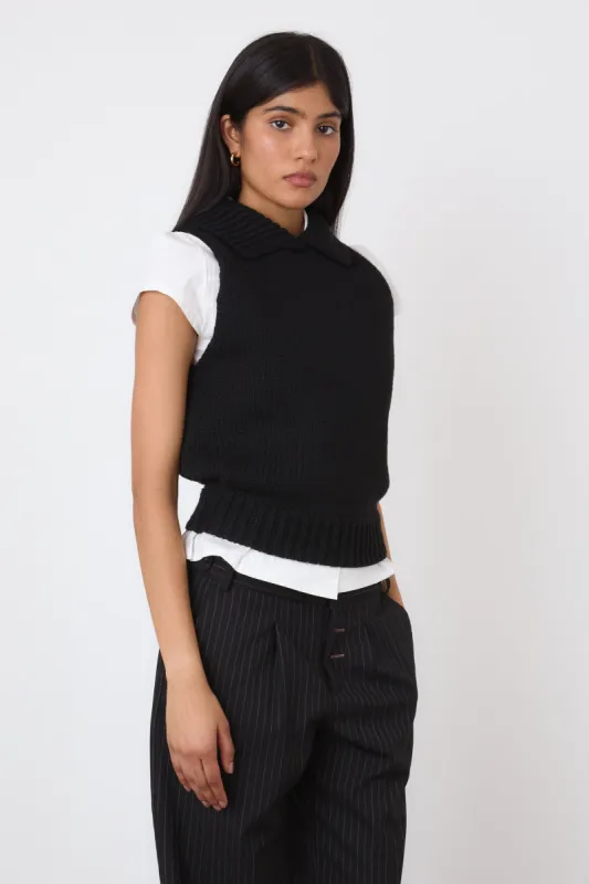 The Annie Knit Vest, Onyx sold by Peachy Den