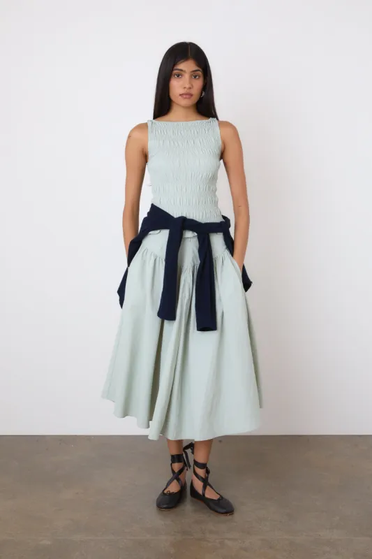 The Deba Midi Skirt, Shell sold by Peachy Den