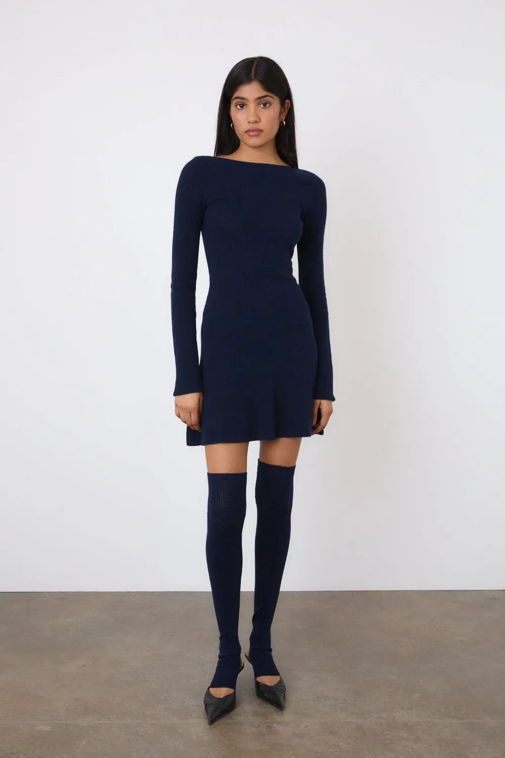 The Claudine Knit Dress, Midnight sold by Peachy Den