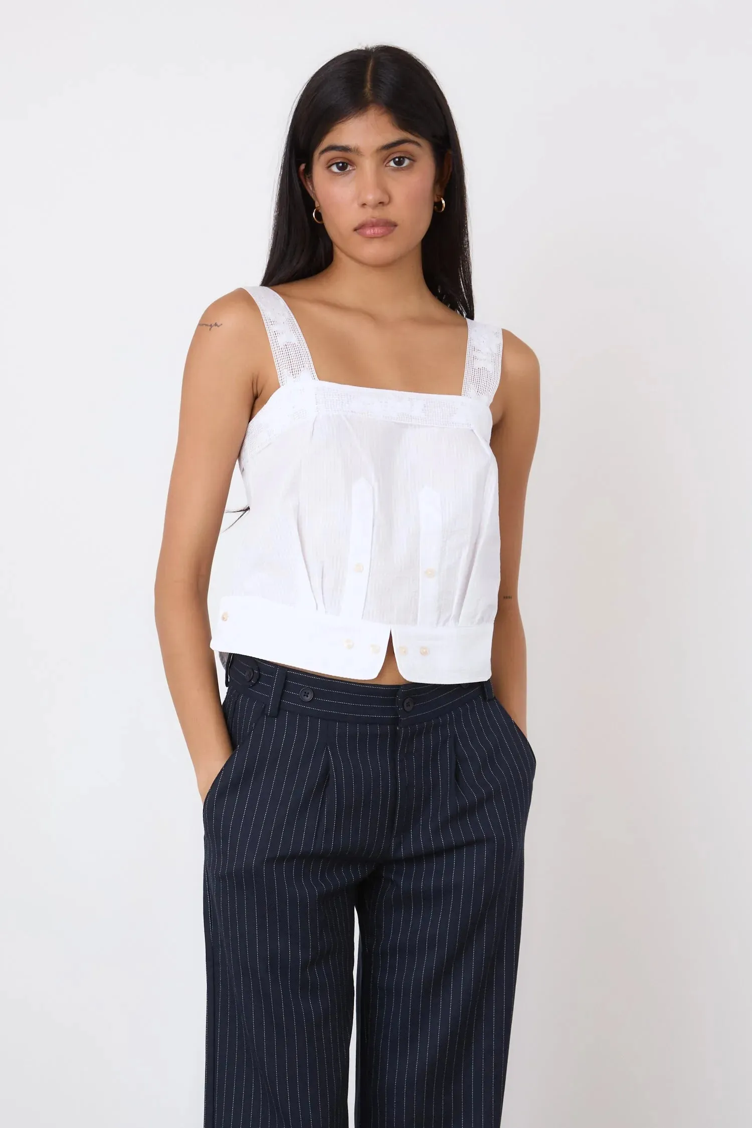 The Sibilia Seersucker Top, Porcelain sold by Peachy Den