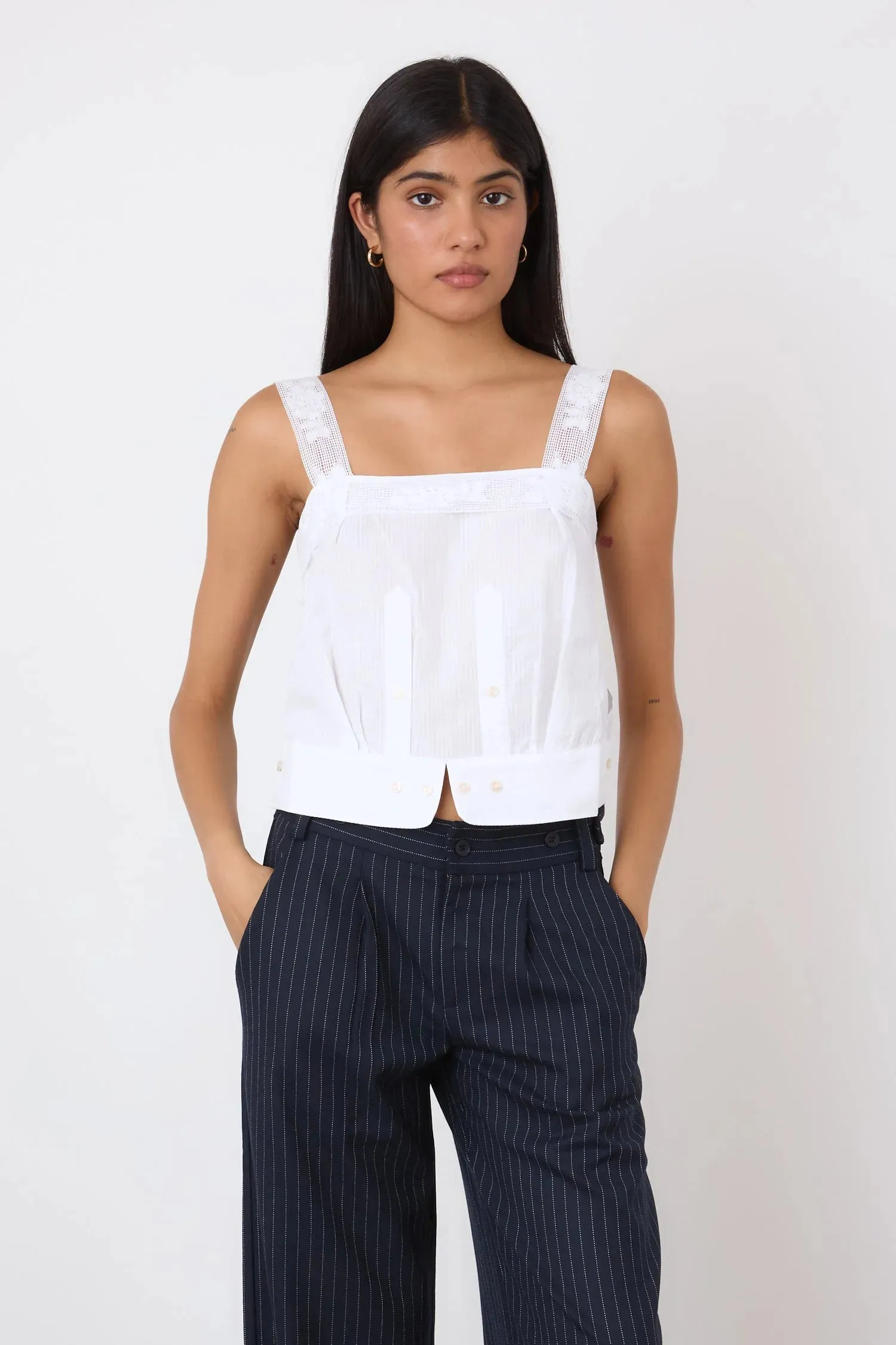 The Sibilia Seersucker Top, Porcelain sold by Peachy Den product image thumbnail 3