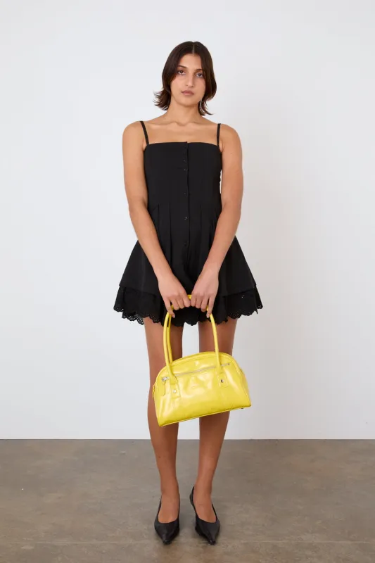 The Renee Mini Dress, Onyx sold by Peachy Den