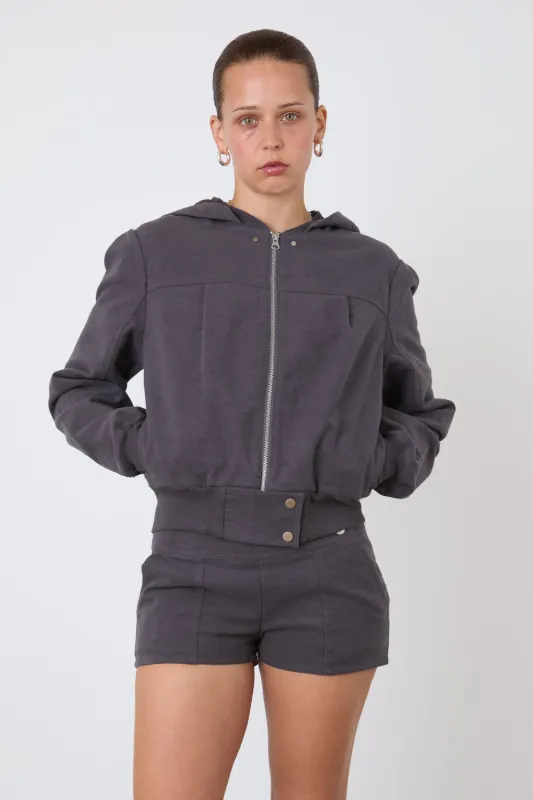 The Edie Bomber Jacket, Graphite sold by Peachy Den