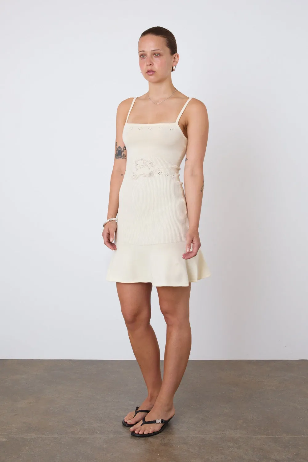 The Marie Knit Mini Dress, Cream sold by Peachy Den product image thumbnail 3