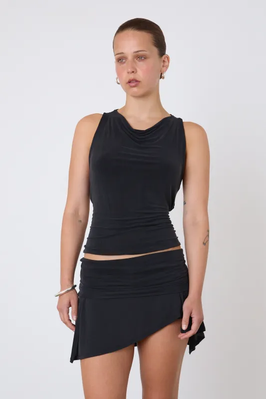 The Kylie Cross Back Top, Graphite sold by Peachy Den