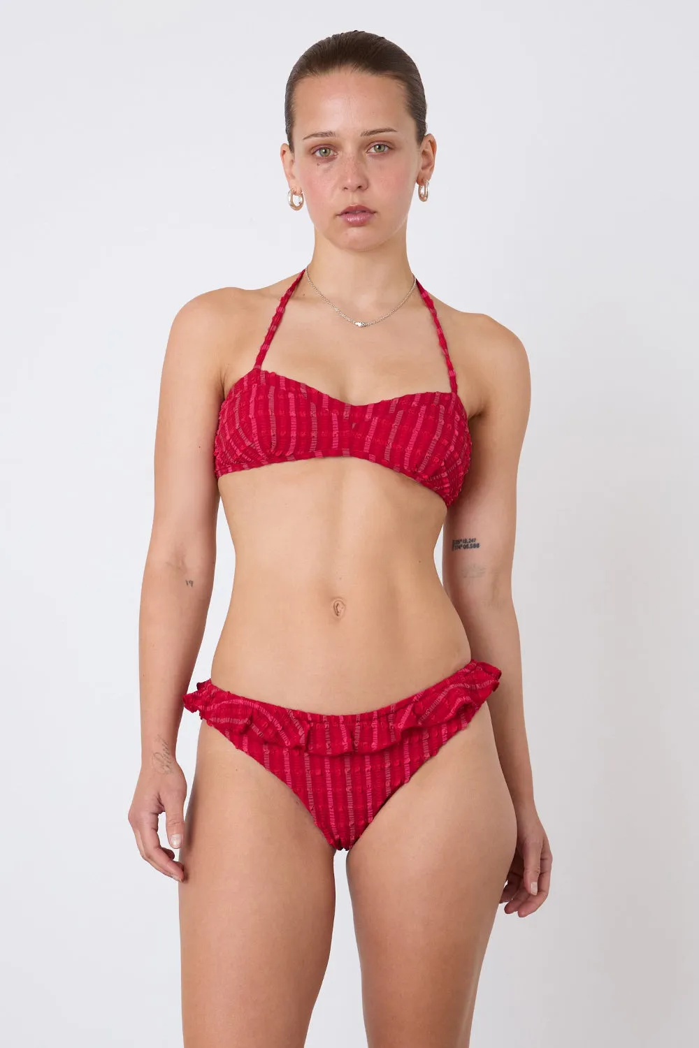 The Cindy Tie Bikini Top, Lipstick sold by Peachy Den product image thumbnail 2