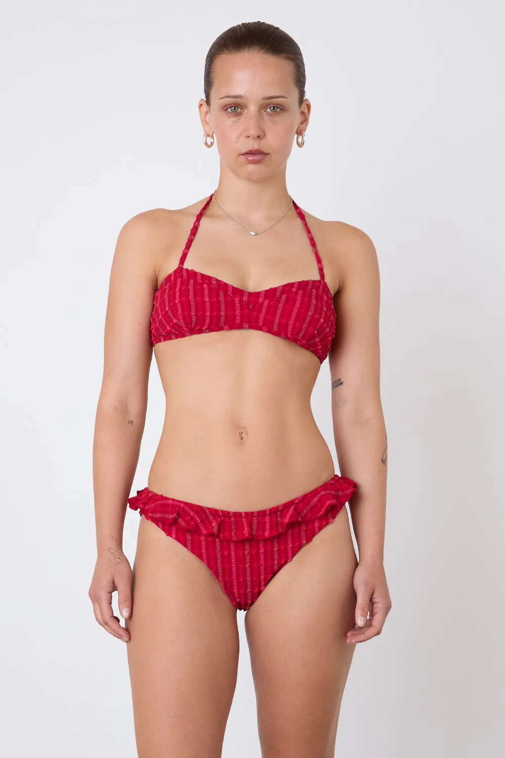 The Cindy Tie Bikini Top, Lipstick sold by Peachy Den product image thumbnail 3