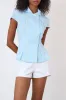 The Missy Pinstripe Blouse, Breeze sold by Peachy Den