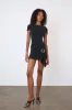 The Amelia Bandeau Mini Dress, Graphite sold by Peachy Den