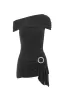 The Amelia Bandeau Mini Dress, Graphite sold by Peachy Den