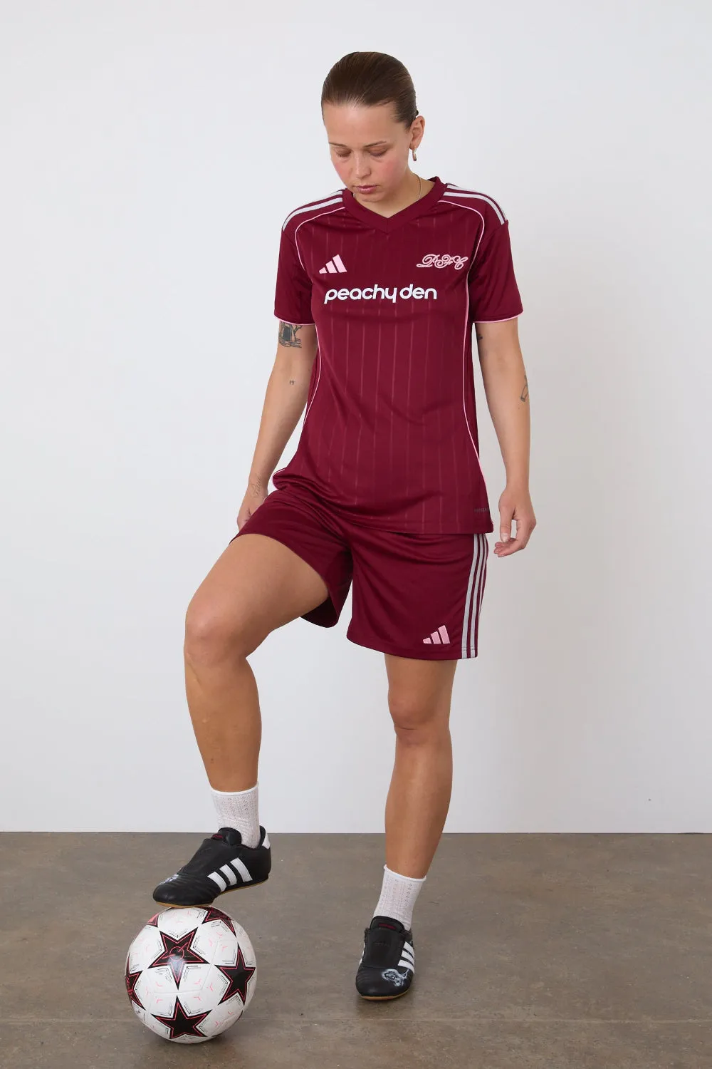 The Peachy FC x Adidas Away Jersey, Burgundy sold by Peachy Den