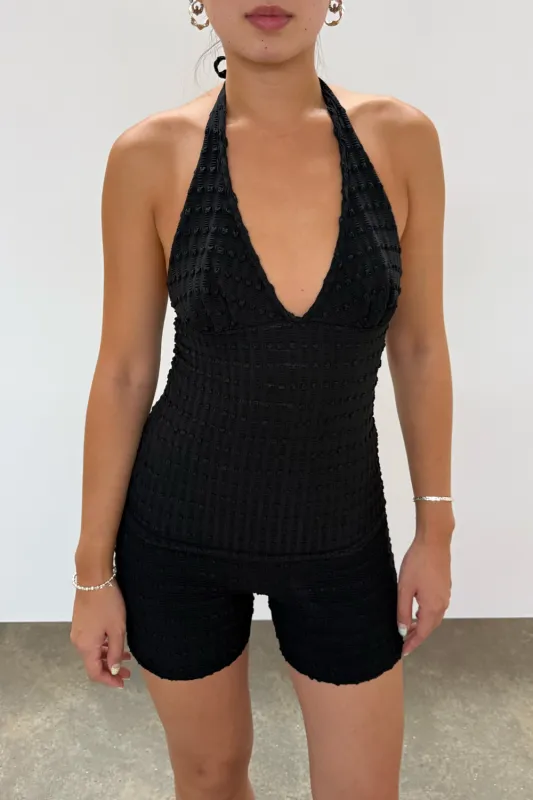 The Cindy Halter Top, Black made by Peachy Den