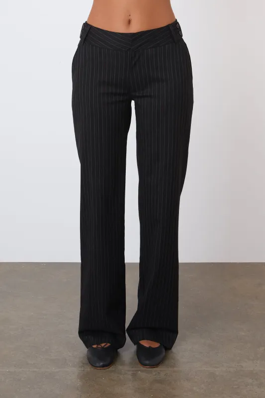 The Lennox Straight Trousers, Lead sold by Peachy Den