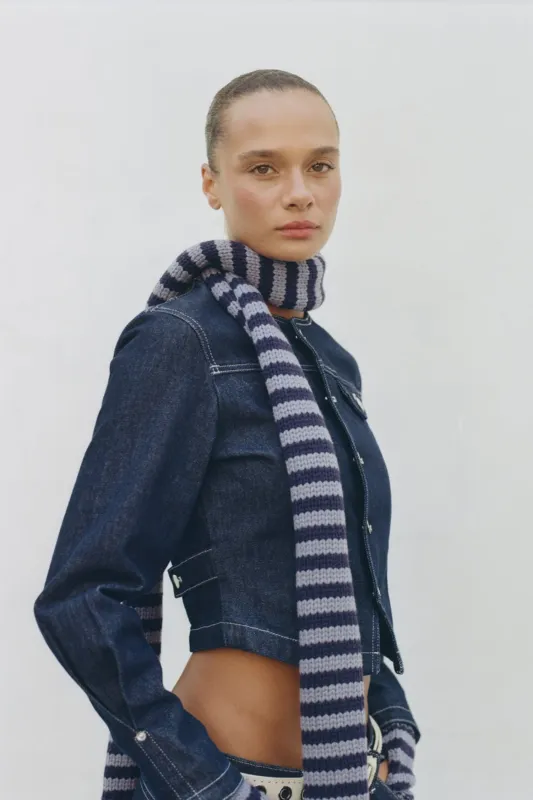 The Annie Knit Scarf & Mittens Set, Army and Navy made by Peachy Den