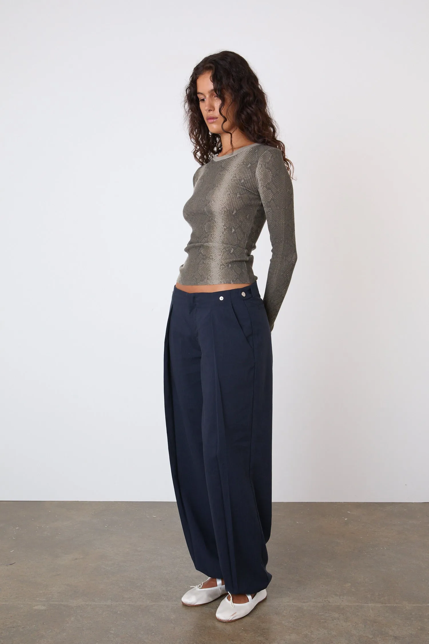 The Lola Drawcord Trousers, Navy sold by Peachy Den product image thumbnail 3