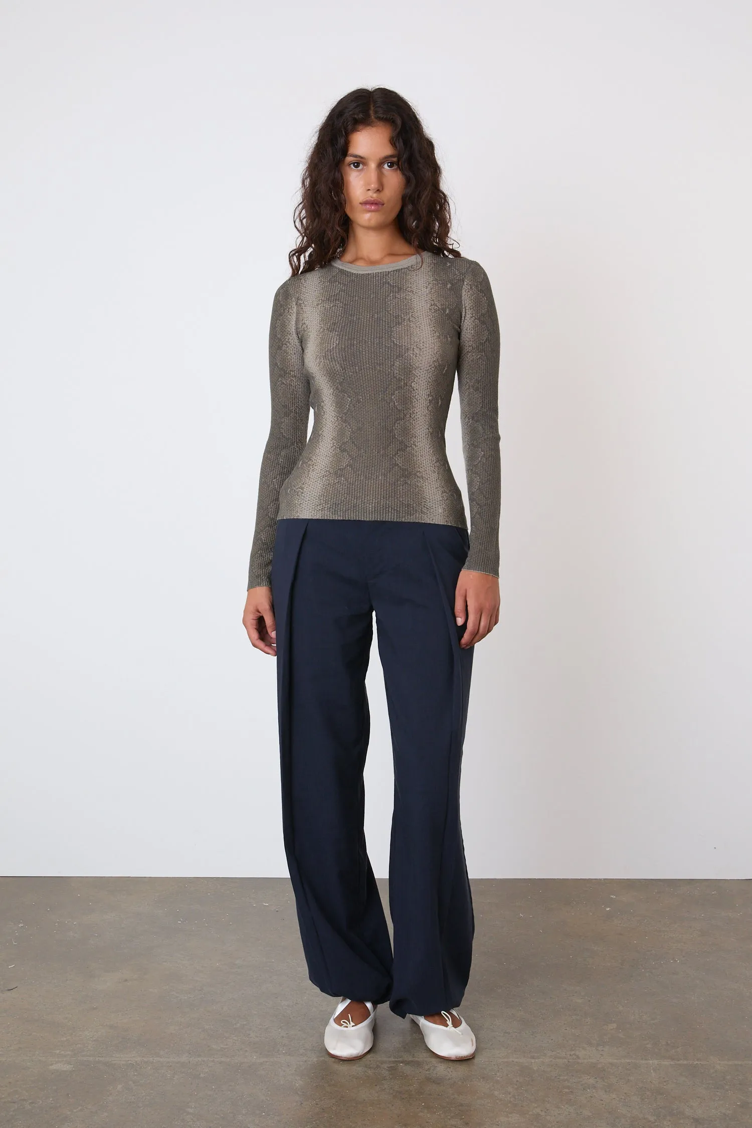 The Lulu Thermal Knit Top, Olive Python sold by Peachy Den product image thumbnail 4