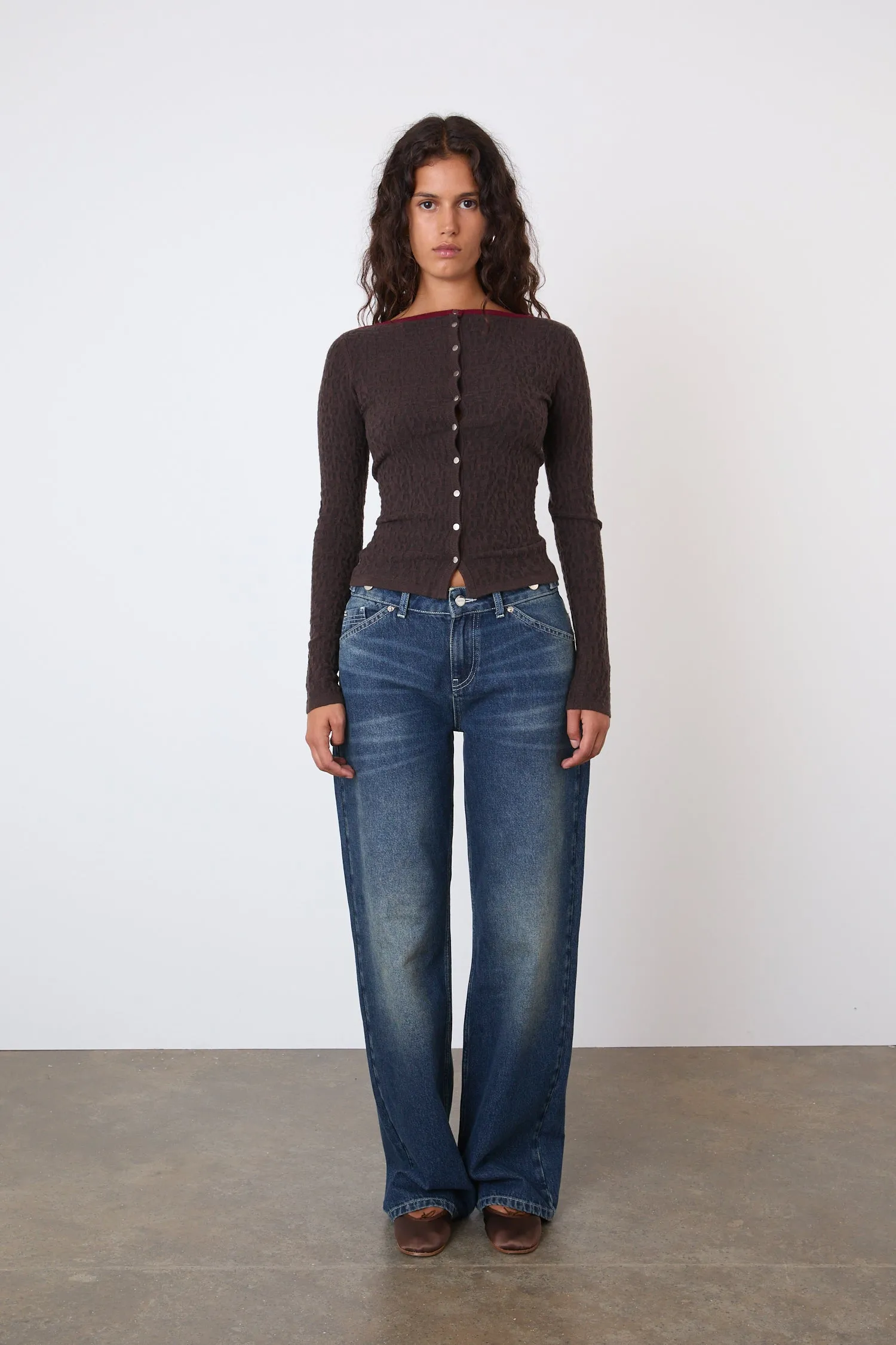 The Kitt Thermal Cardigan, Brown Leopard sold by Peachy Den product image thumbnail 4