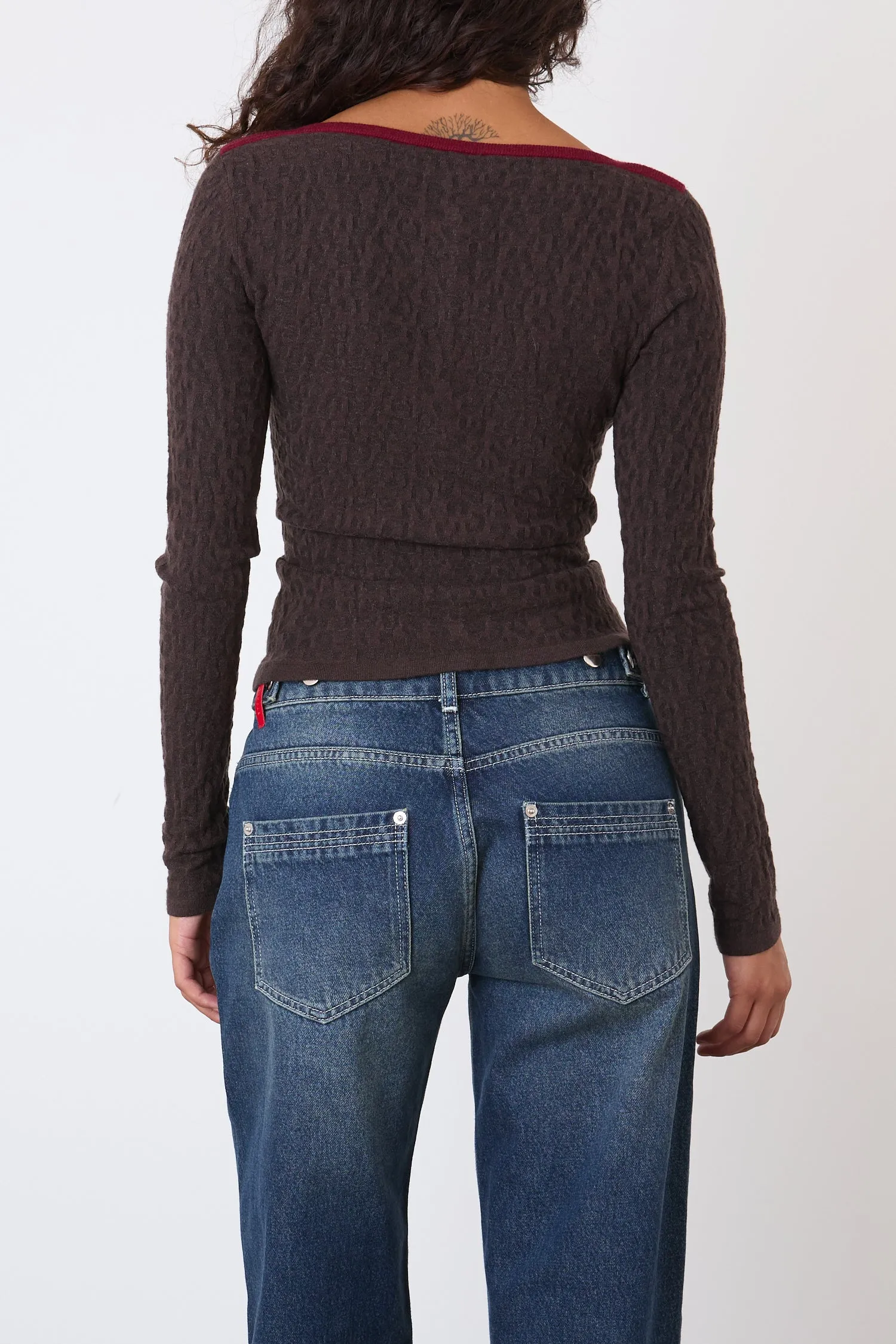 The Kitt Thermal Cardigan, Brown Leopard sold by Peachy Den product image thumbnail 3