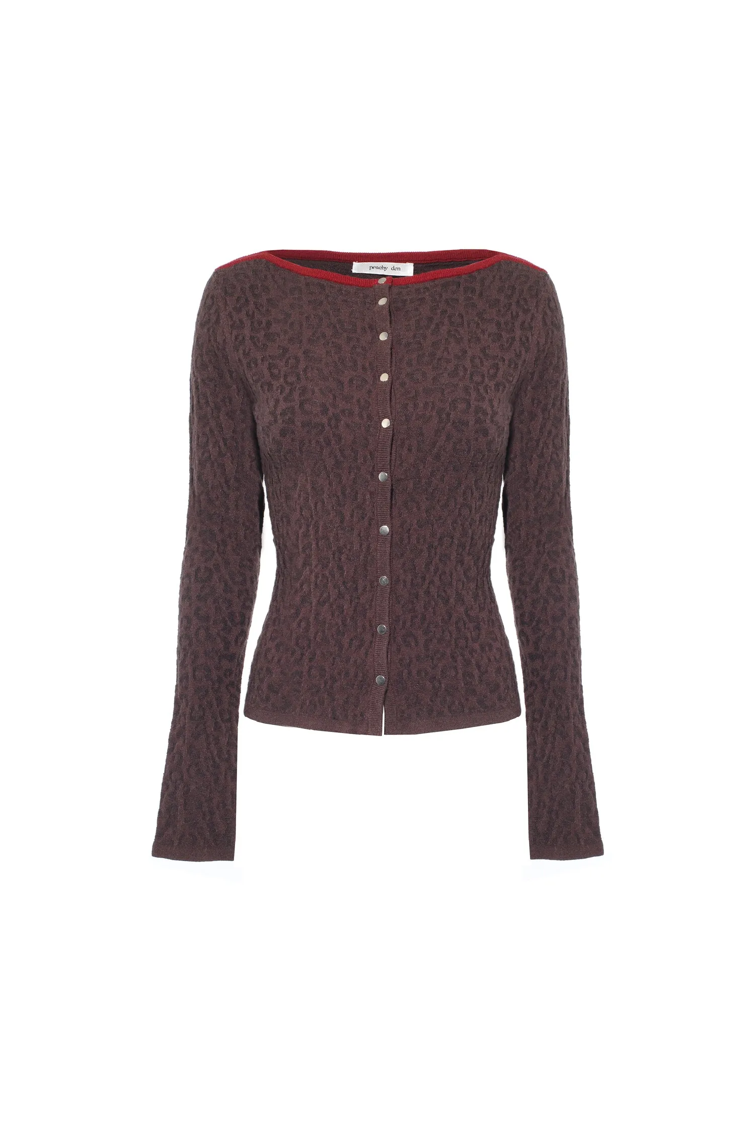 The Kitt Thermal Cardigan, Brown Leopard sold by Peachy Den product image thumbnail 5