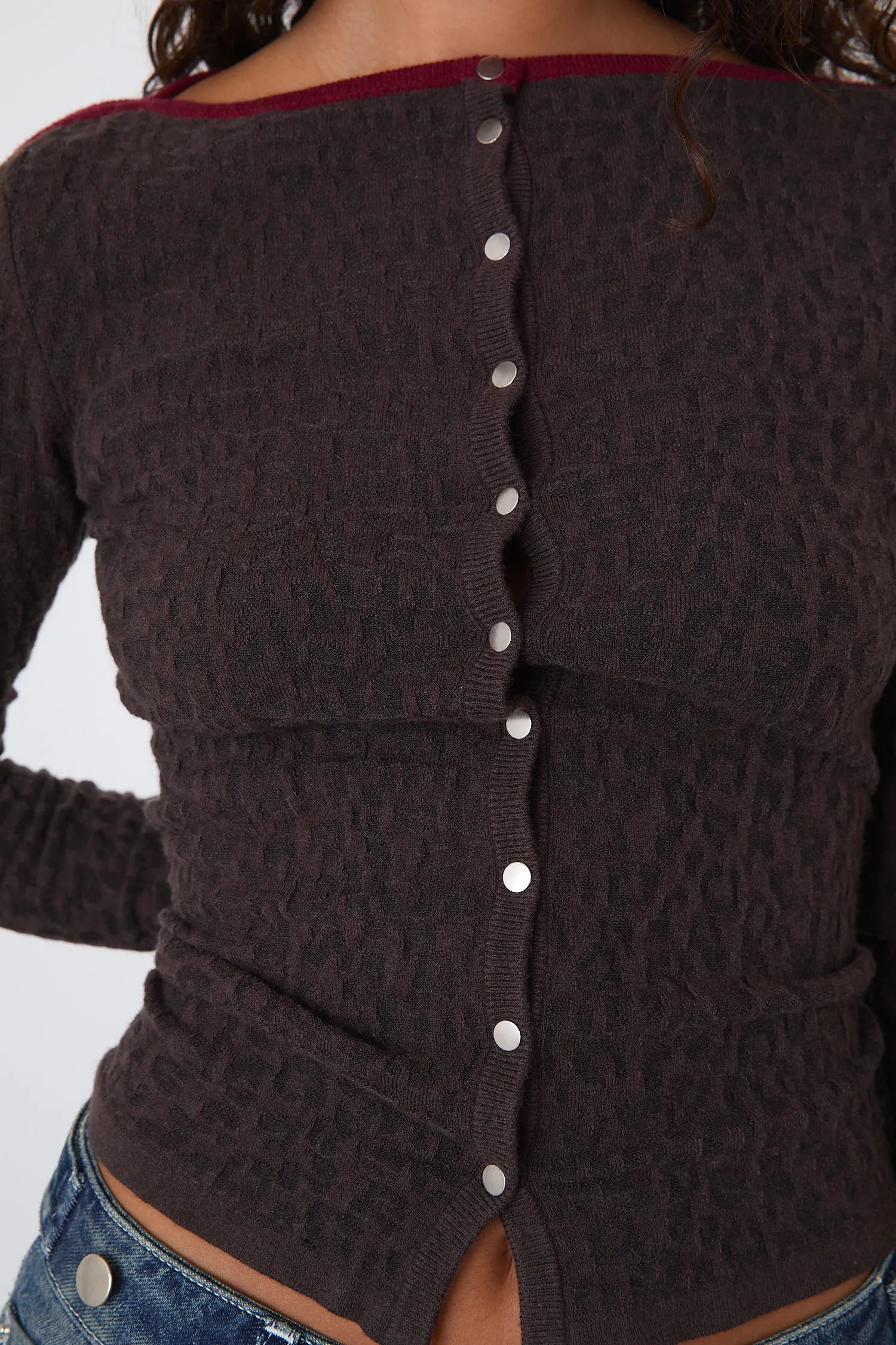 The Kitt Thermal Cardigan, Brown Leopard sold by Peachy Den product image thumbnail 2