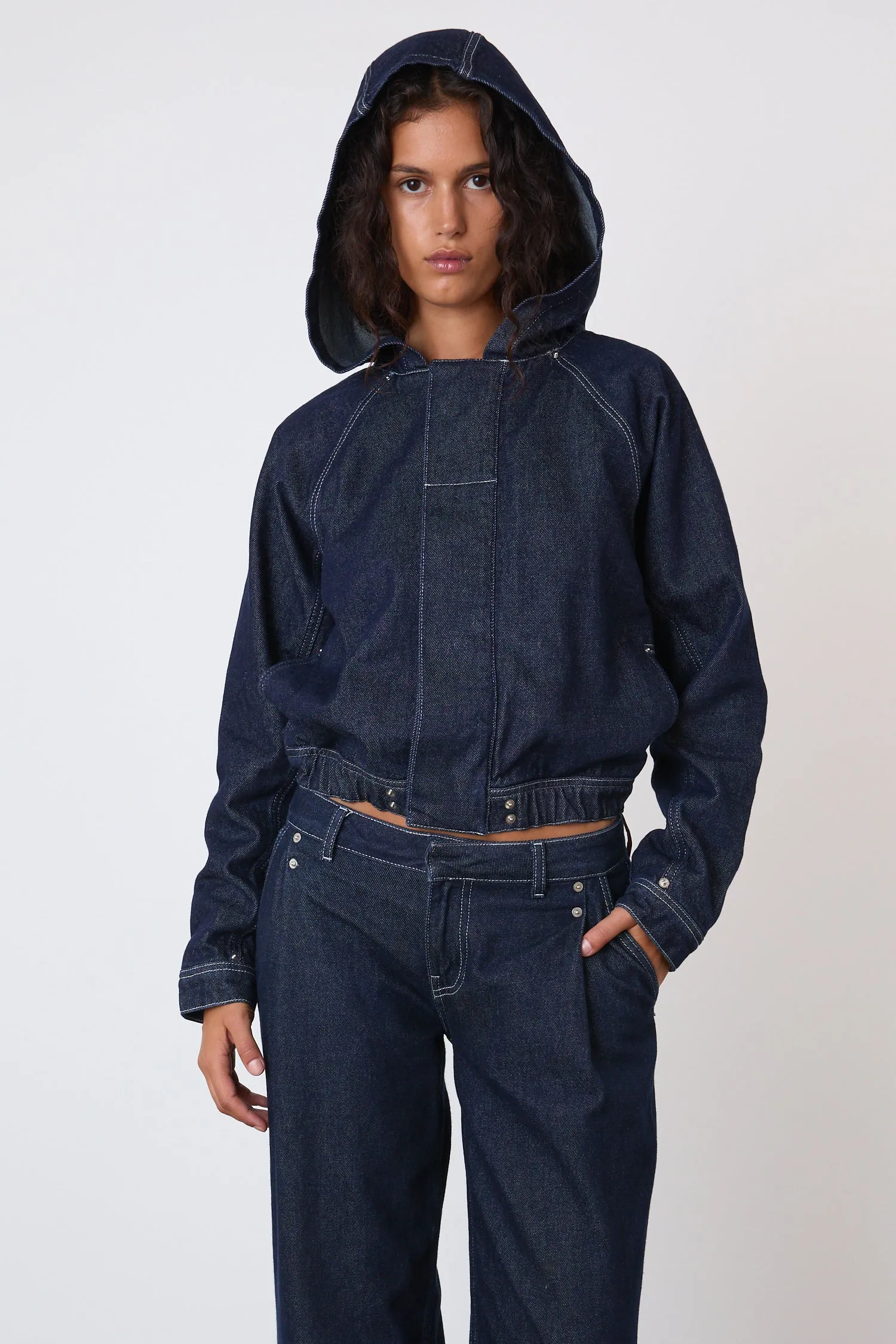 The Joan Denim Bomber Jacket, Indigo Rinse sold by Peachy Den product image thumbnail 5