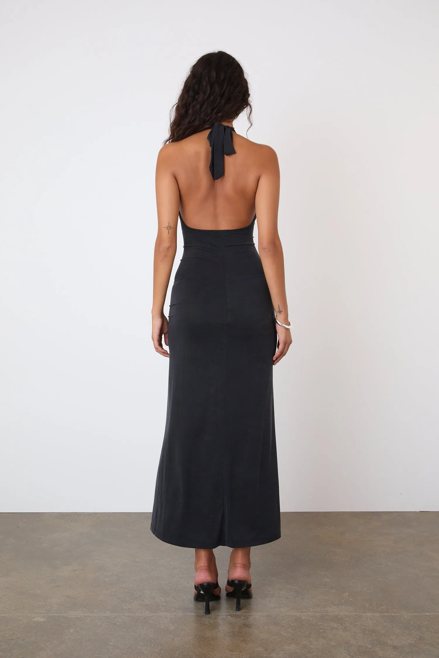 The Kylie Halter Maxi Dress, Graphite sold by Peachy Den product image thumbnail 4