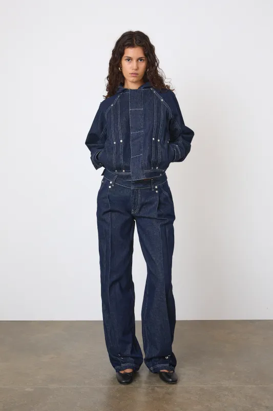 The Lita Tailored Denim Jacket, Indigo Rinse sold by Peachy Den