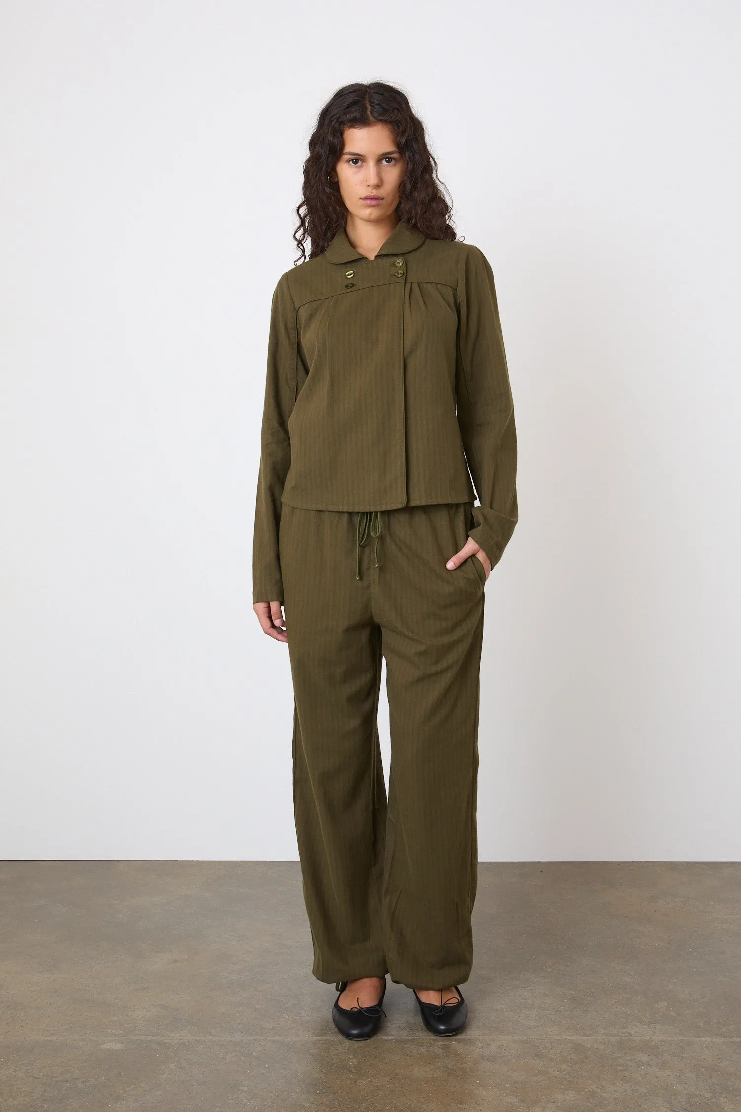 The Coppola Lounge Trousers, Olive and Fig Stripe sold by Peachy Den product image thumbnail 3