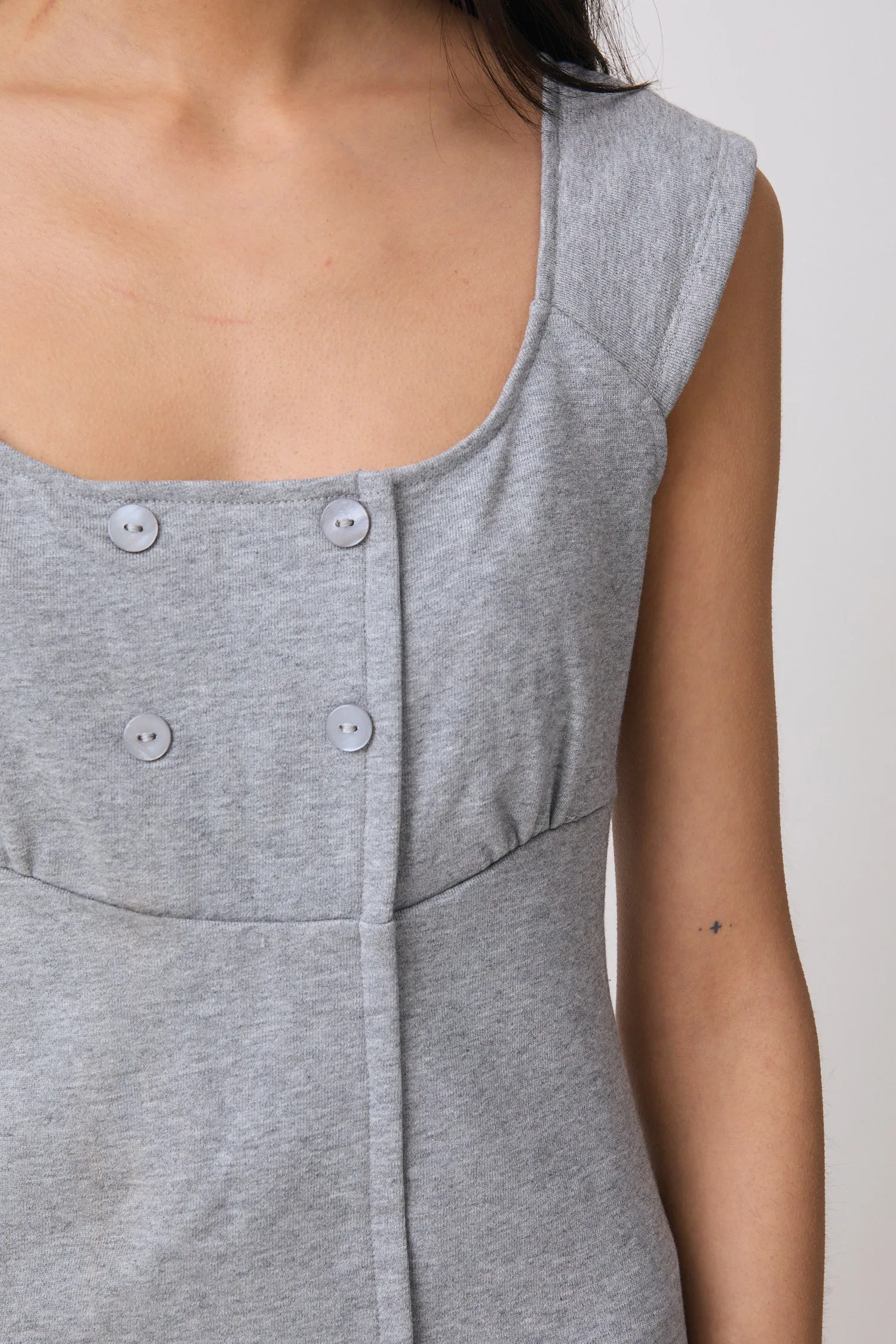 Joni Button Dress, Grey Marl sold by Peachy Den product image thumbnail 4