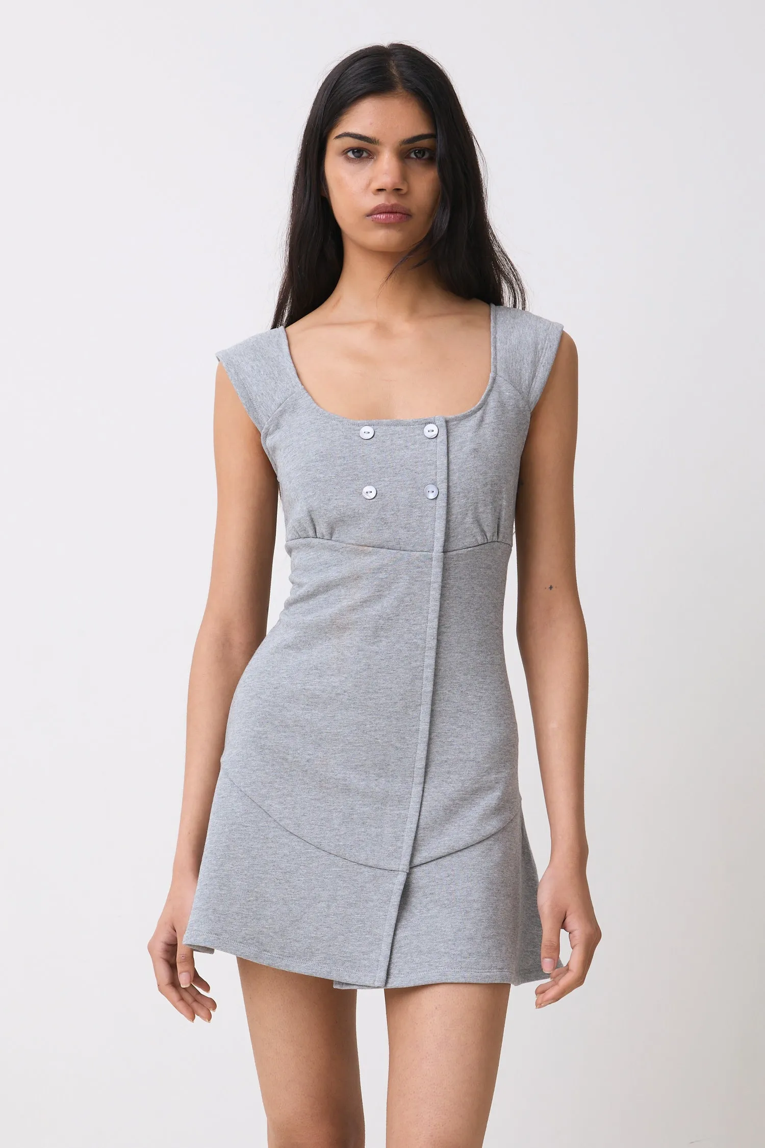 Joni Button Dress, Grey Marl sold by Peachy Den product image thumbnail 2
