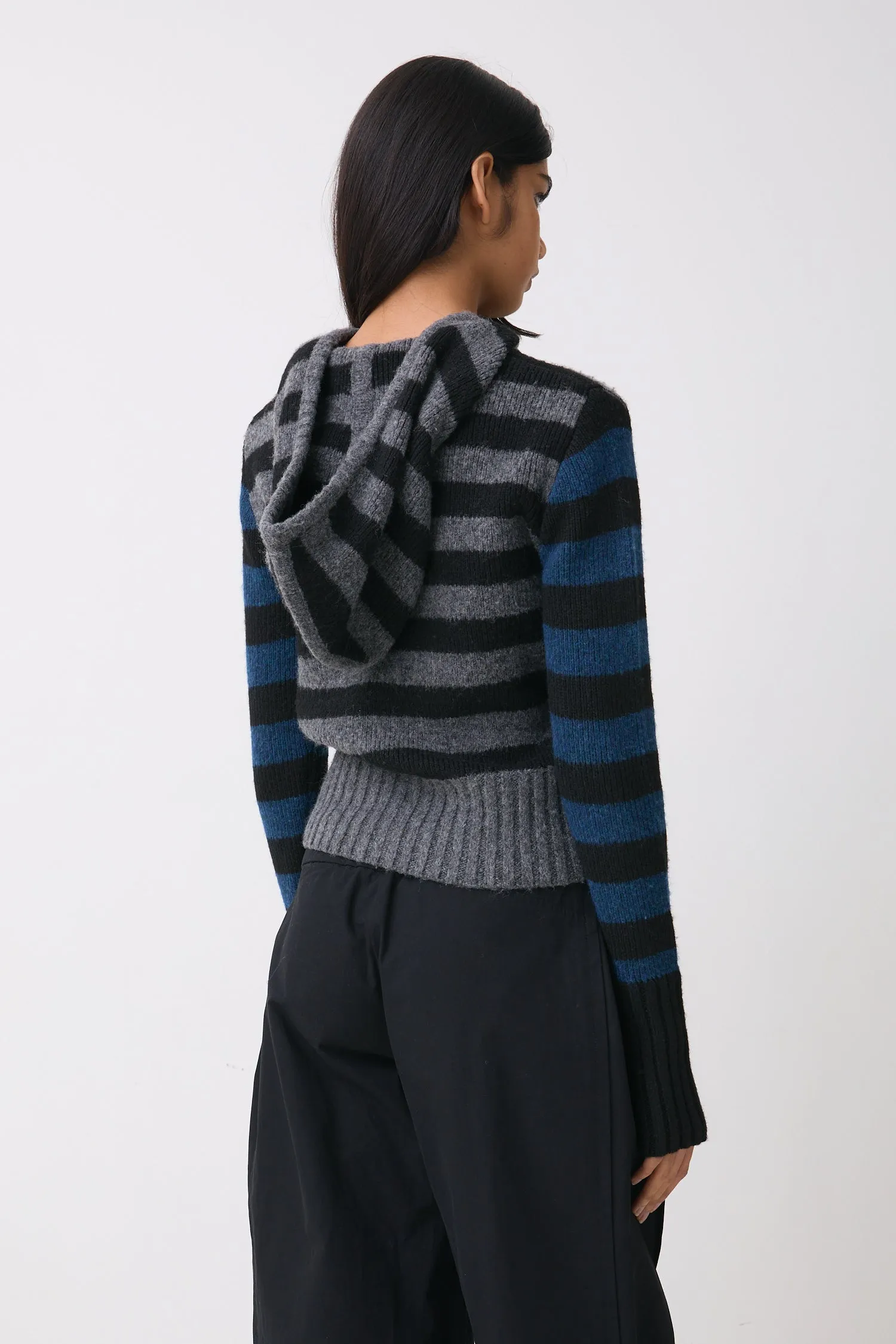 The Anita Knitted Hoodie, Teal Stripe sold by Peachy Den product image thumbnail 3