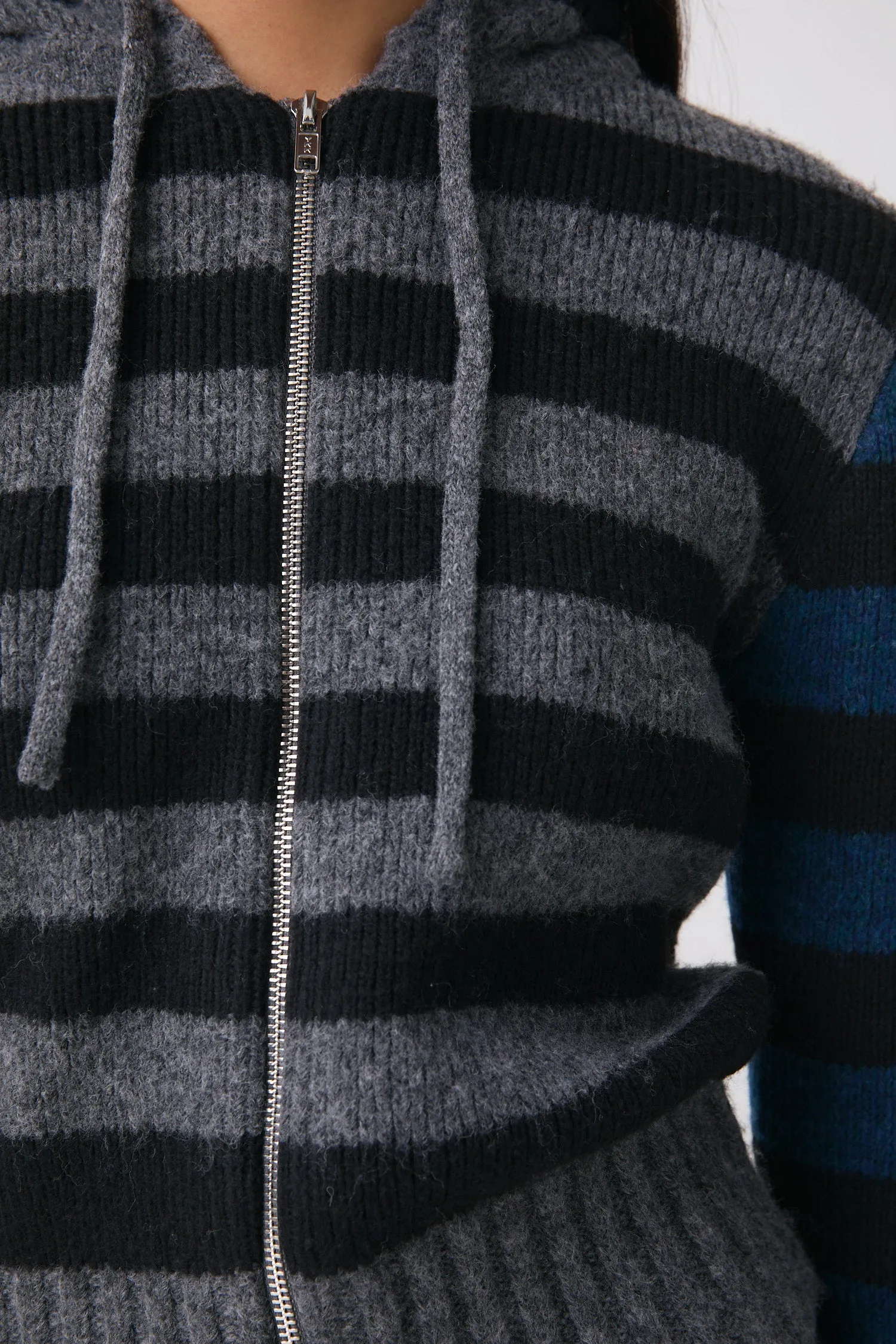 The Anita Knitted Hoodie, Teal Stripe sold by Peachy Den product image thumbnail 2