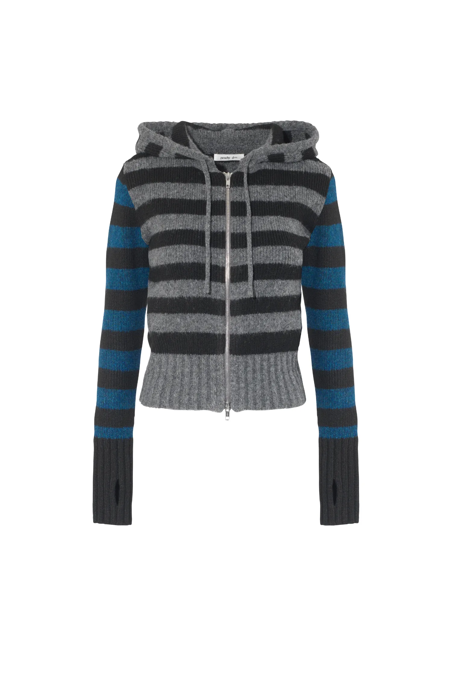 The Anita Knitted Hoodie, Teal Stripe sold by Peachy Den product image thumbnail 5