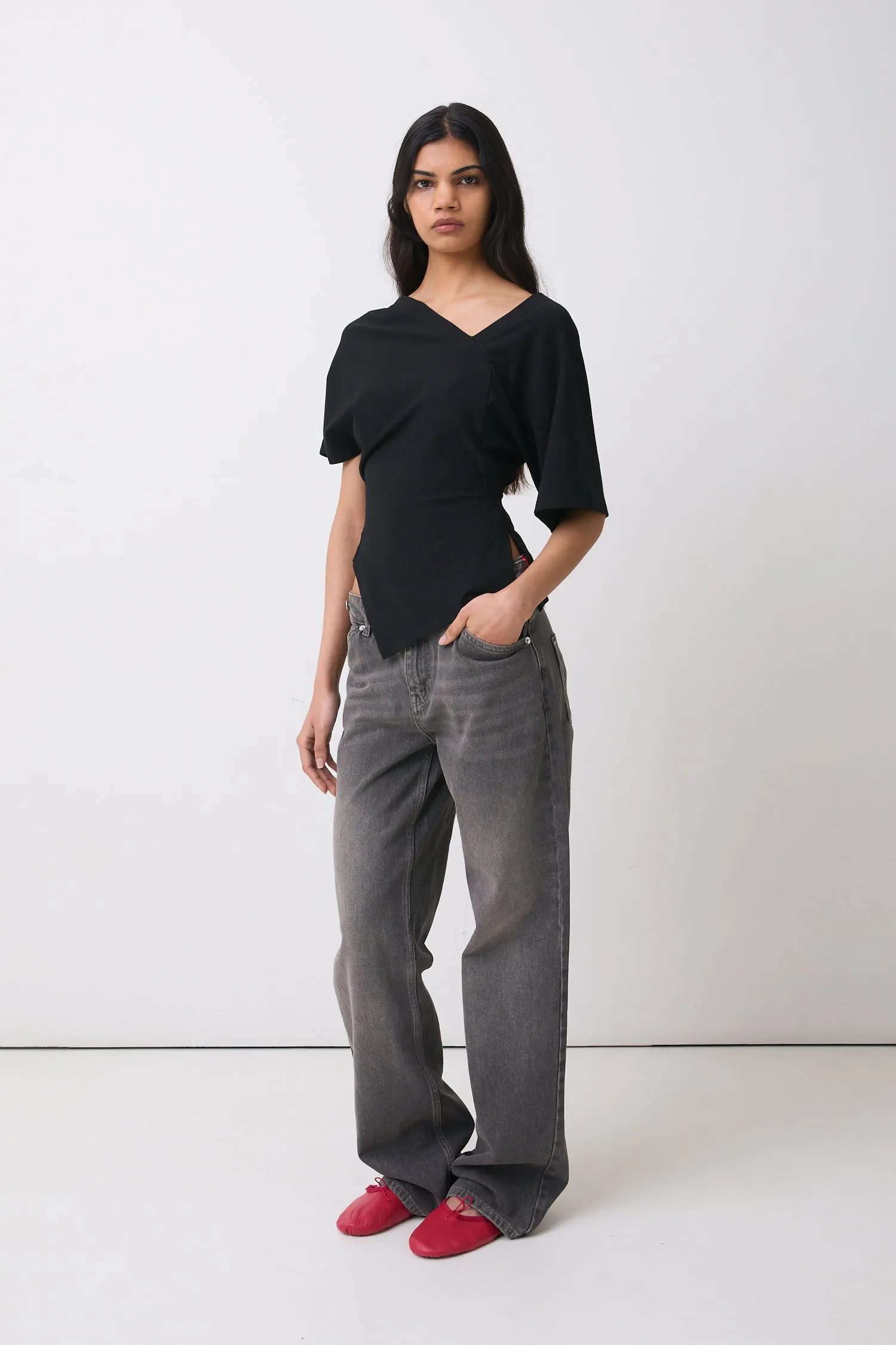 The Goldie Relaxed Leg Jeans, Grey Wash sold by Peachy Den product image thumbnail 4