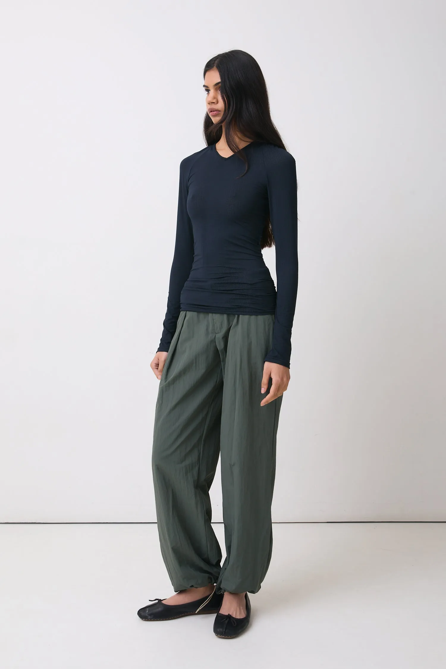The Lola Drawcord Trousers, Slate Green sold by Peachy Den product image thumbnail 3